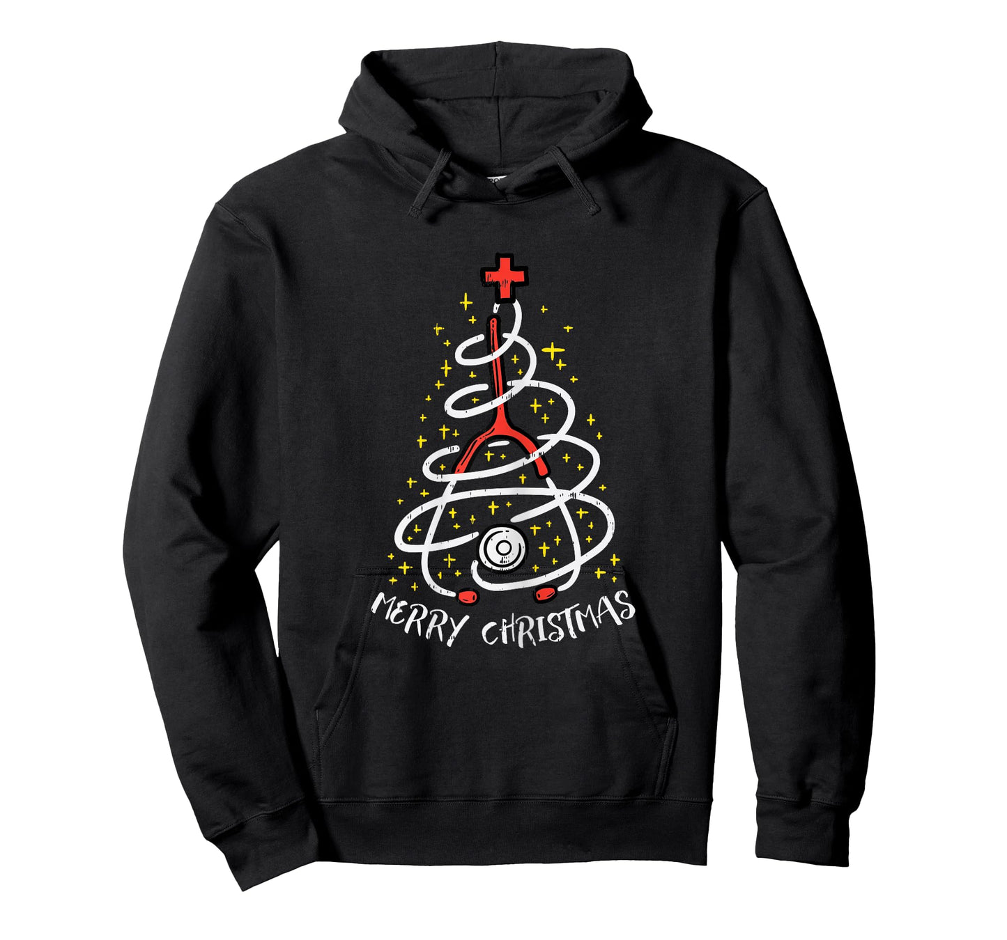 Merry Christmas Nurse Xmas Scrub Top Women Stethoscope T-Shirt
