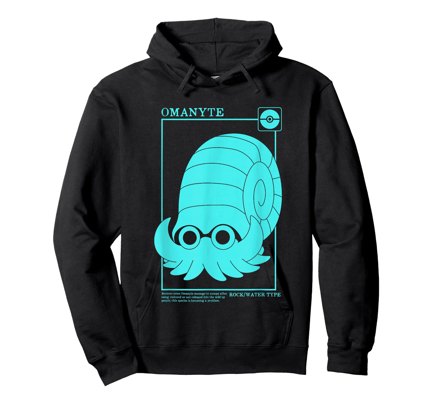 Pokémon Iconic Omanyte Description Card Big Chest Logo T-Shirt