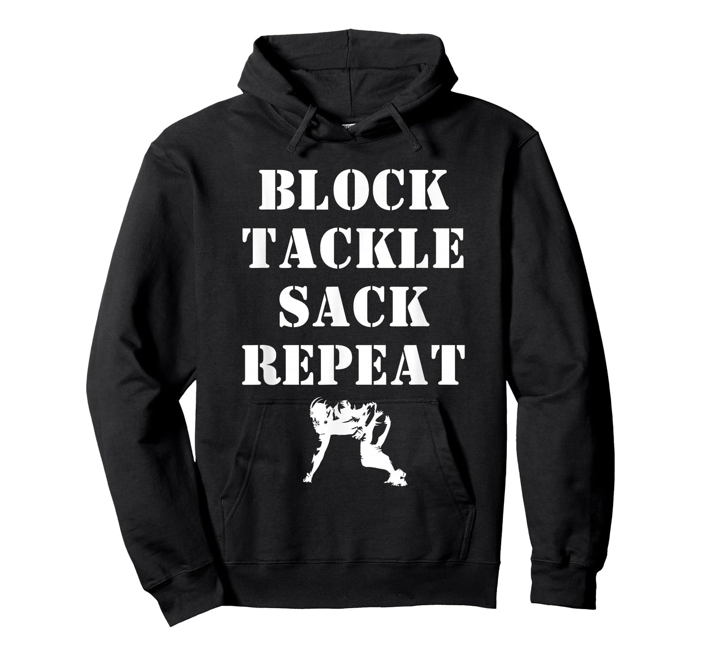 Football Lineman Quote Block Tackle Sack Repeat for Linemen T-Shirt