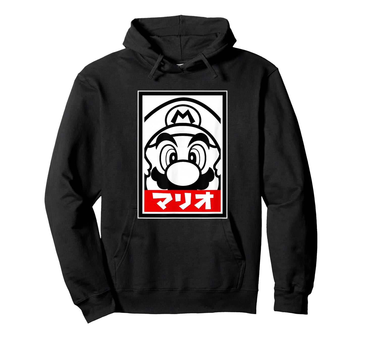 Super Mario World Black & White Close Up Red Kanji Mario T-Shirt