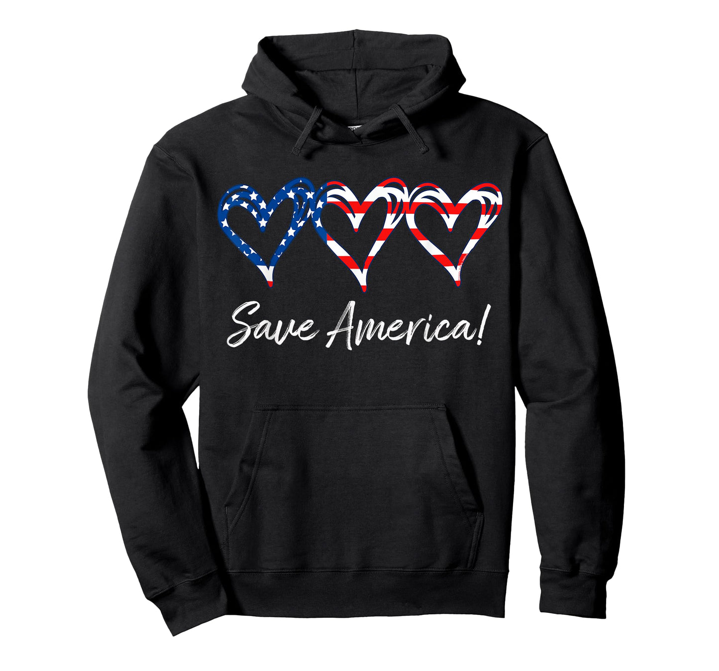 Three Hearts Flag | SAVE AMERICA | USA Conservative Patriot T-Shirt