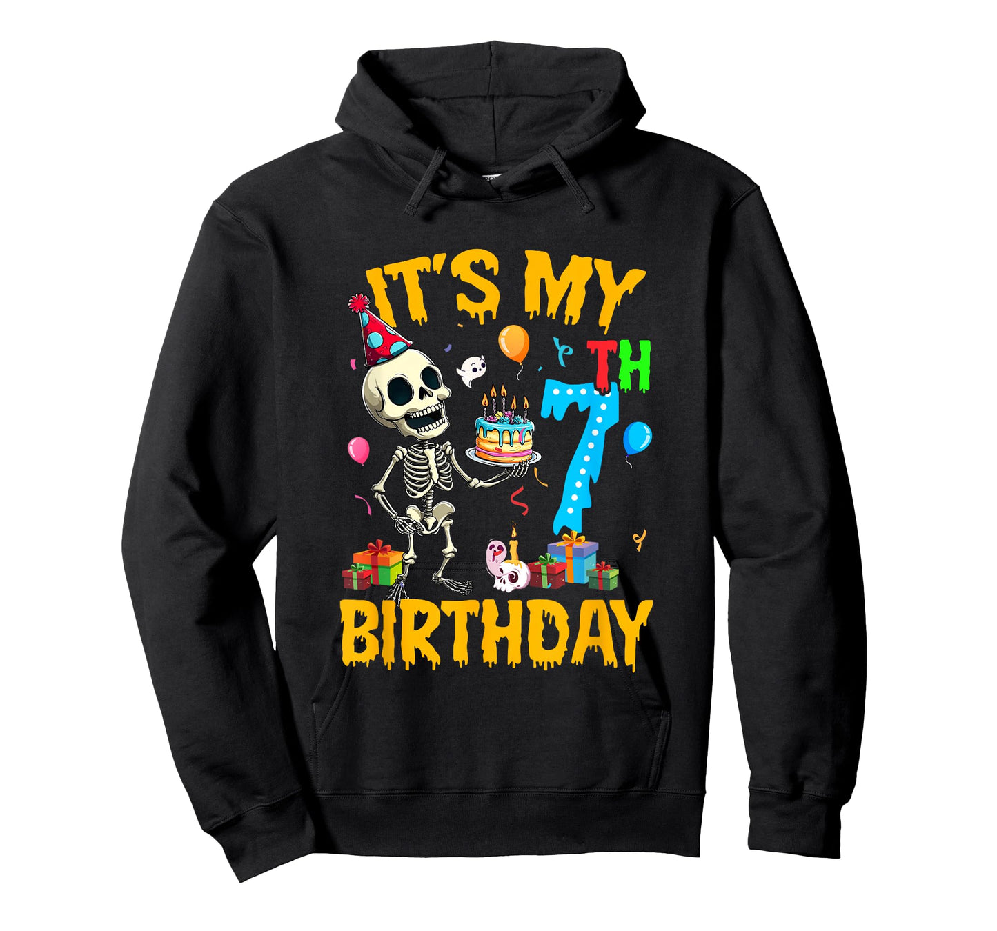 It's My 7Th Birthday Party Halloween Skeleton Birthday Kids T-Shirt