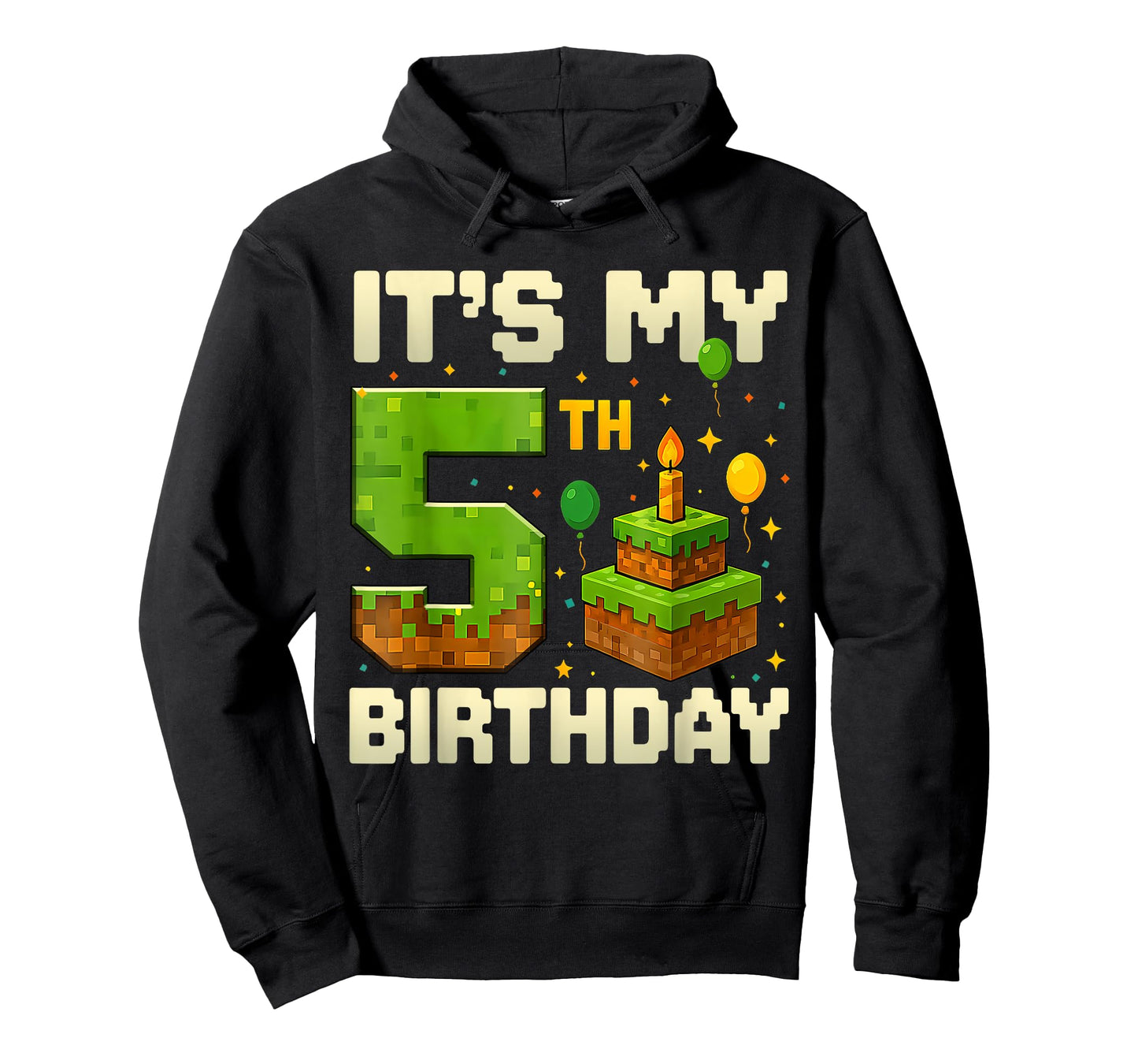 Birthday Boy 5 Years It's My 5th Birthday Game Video Pixel T-Shirt