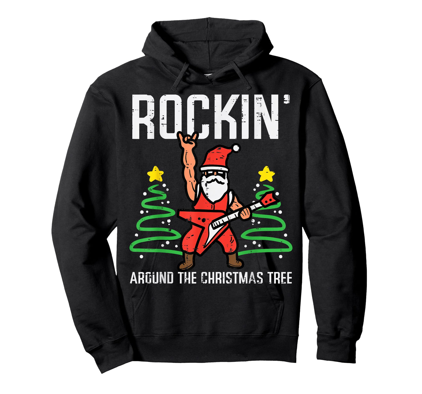 Santa Guitar Rockin Christmas Tree Funny Xmas Rocker Men Boy T-Shirt