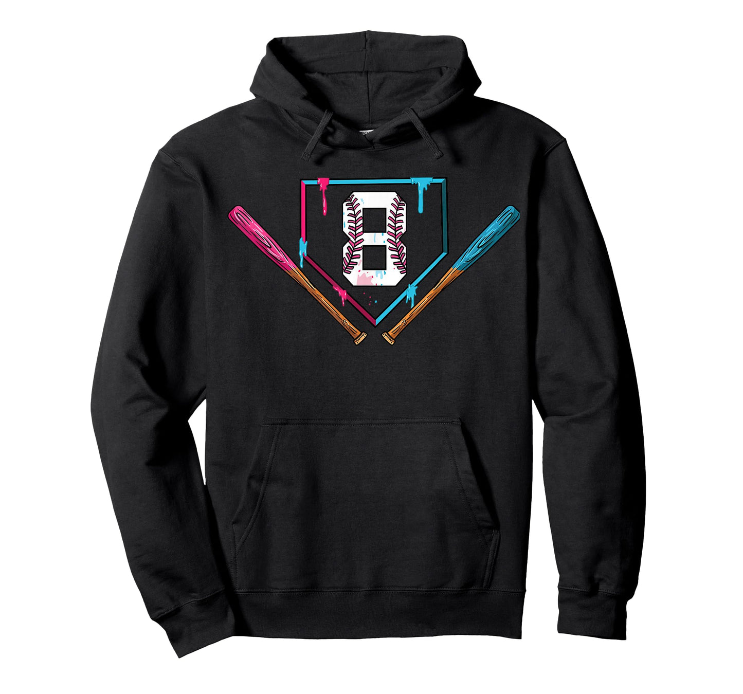 8th Birthday Baseball Ice Cream Drip 8 Years Old Boy Kids T-Shirt