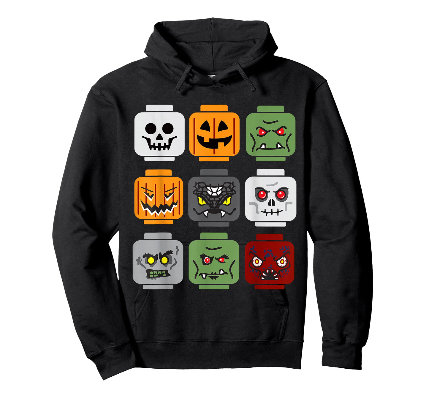 Halloween Building Brick Head Pumpkin Ghost Zombie Friends T-Shirt