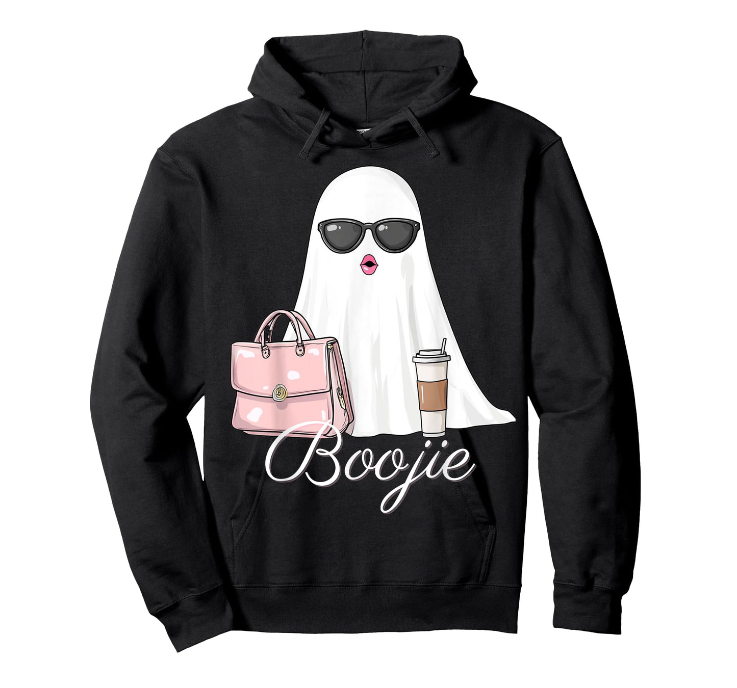 Boujee Boojie Funny Halloween Ghost with Pink Purse Lipstick T-Shirt