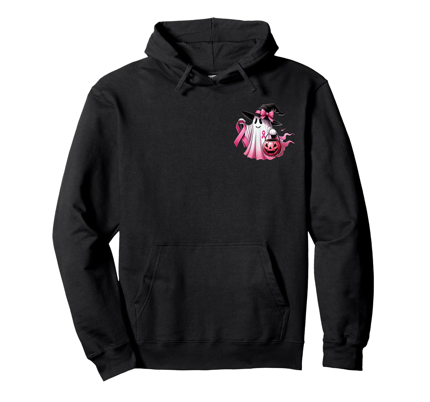 In October We Wear Pink Witch Ghost Breast Cancer (2 Side) T-Shirt