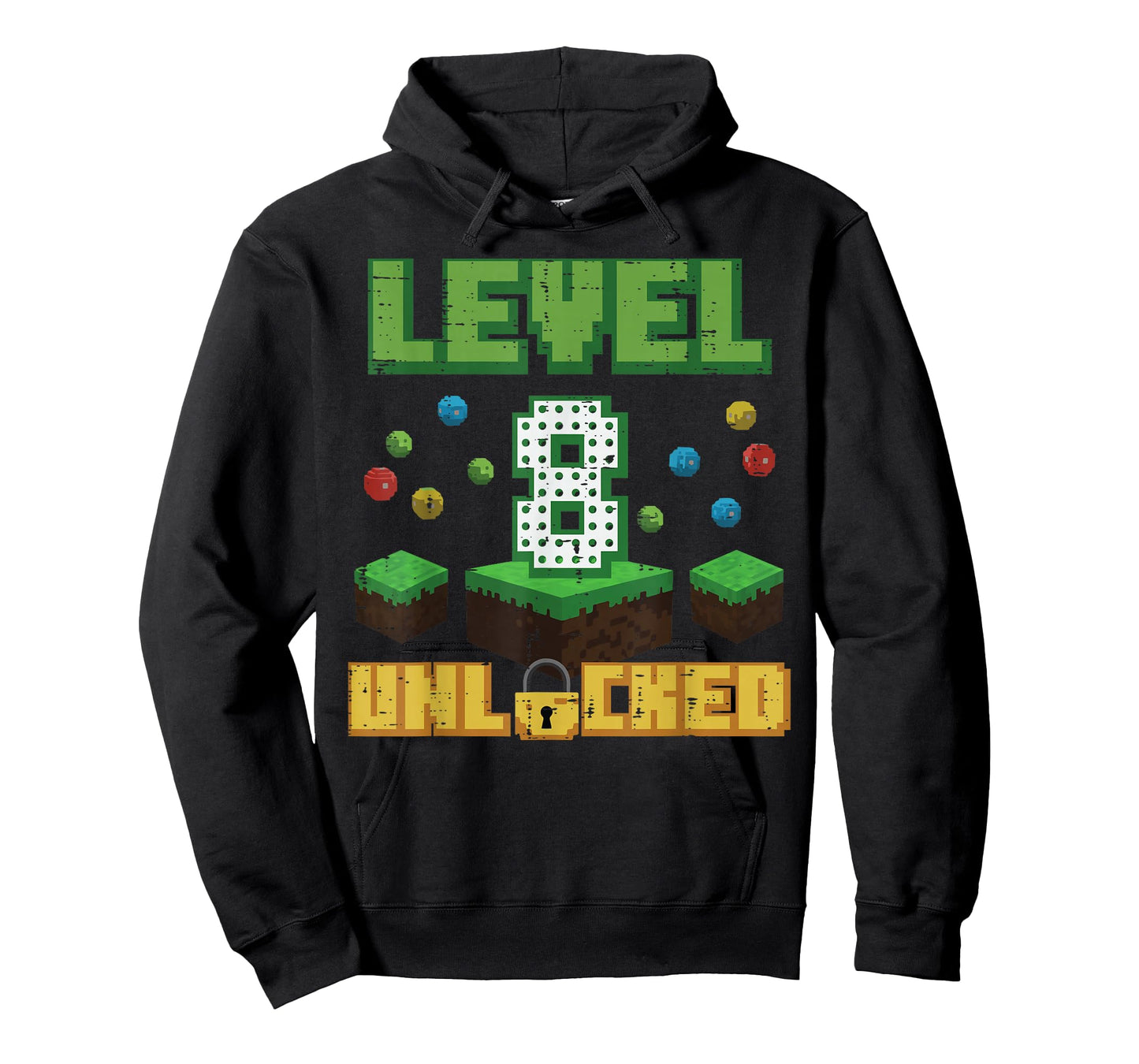 Level 8 Unlocked Pixel Gamer 8th Birthday Gaming Boys Kids T-Shirt