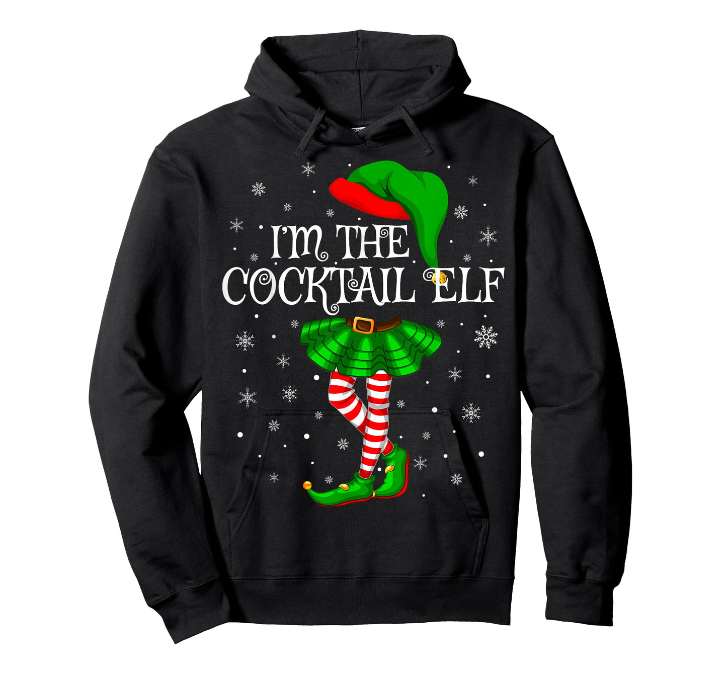 Cocktail Elf Christmas Matching Family Women Girls Elf T-Shirt