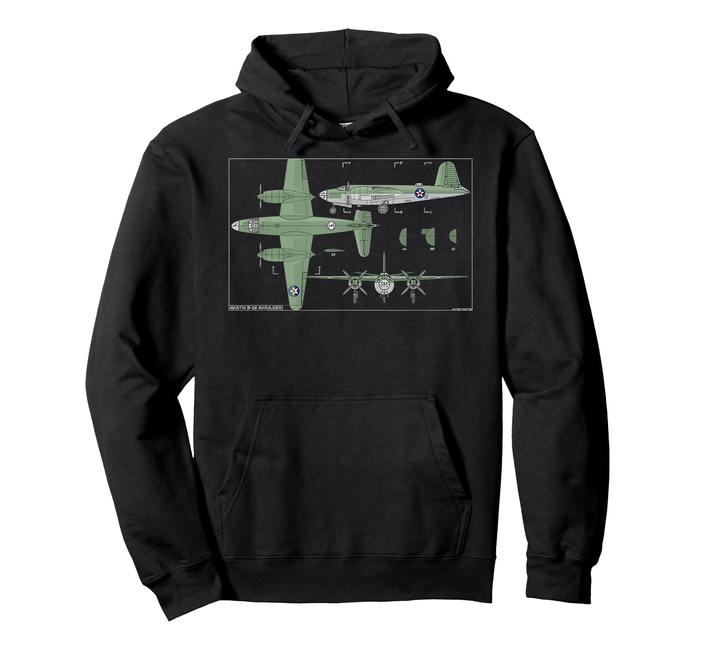 Martin B-26 Marauder American Bomber Plane Diagram T-Shirt