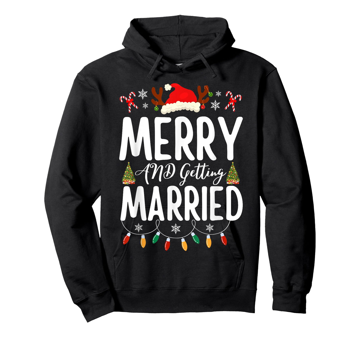 Merry and Getting Married Couples Christmas Pjs Pajamas T-Shirt