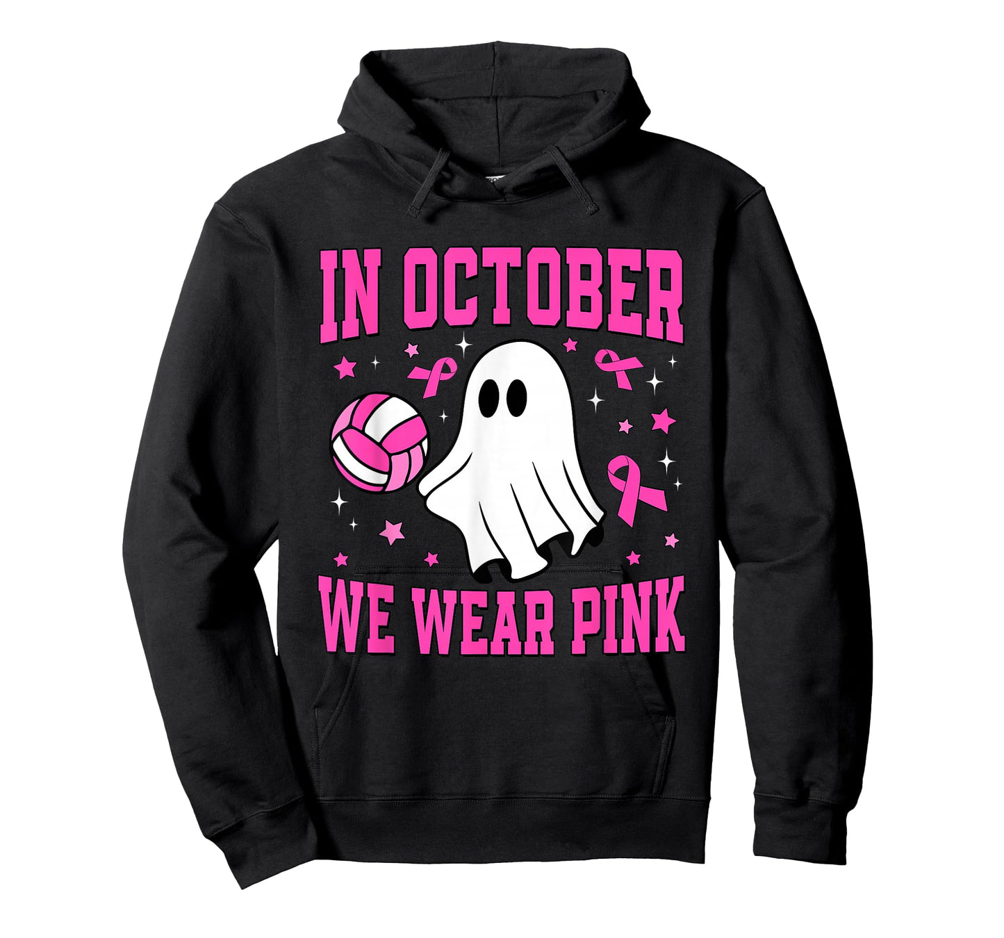 In October We Wear Pink Ghost Volleyball Breast Cancer T-Shirt