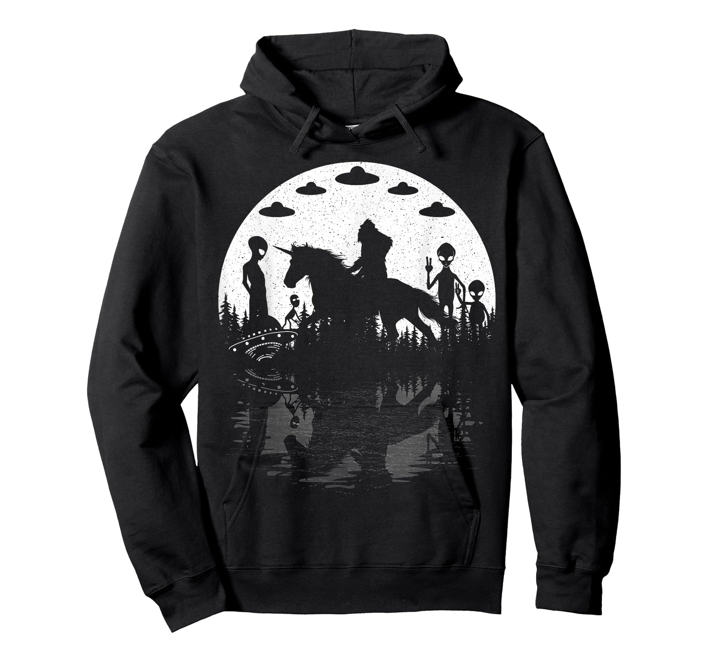 Bigfoot Riding Unicorn! Funny Sasquatch Ufo Cryptid Aliens T-Shirt