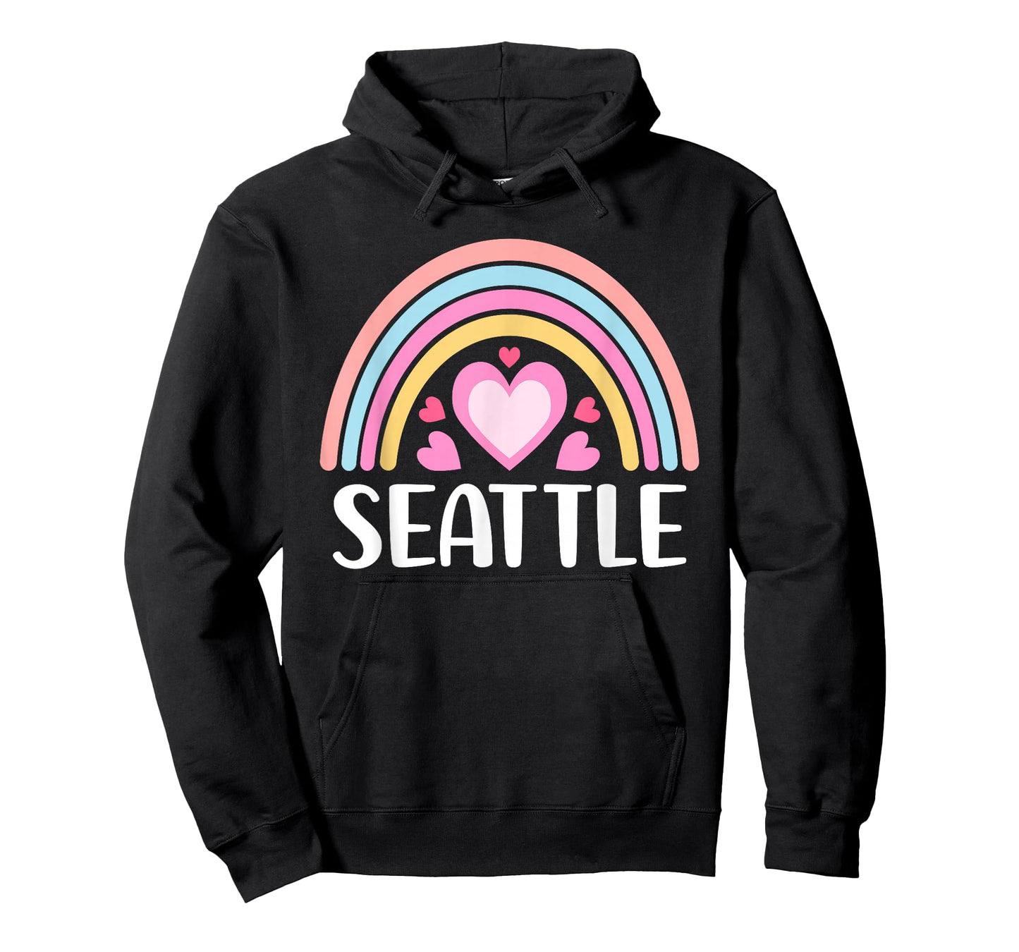 Seattle for Women Rainbow Hearts Cute Seattle T-Shirt