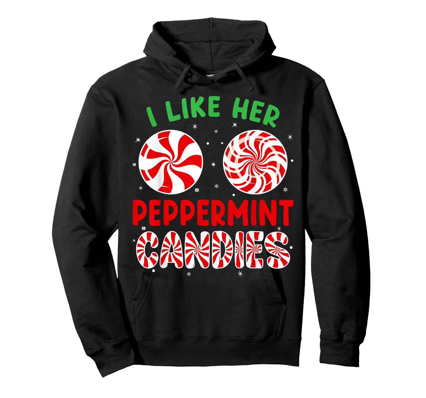 Funny Couples Matching Christmas Shirt - I Like Her Peppermint Candies - Unisex-Adults - Black - Small - Short Sleeve - T-Shirt