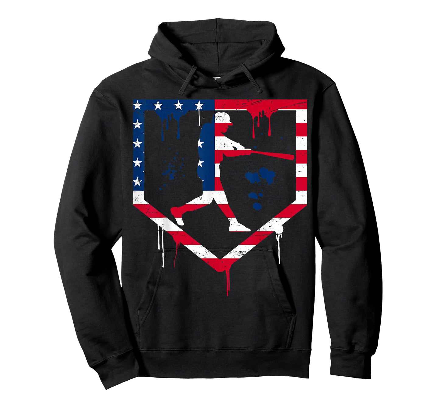 Baseball Drip American Flag Bat 4th Of July Patriotic Boys T-Shirt
