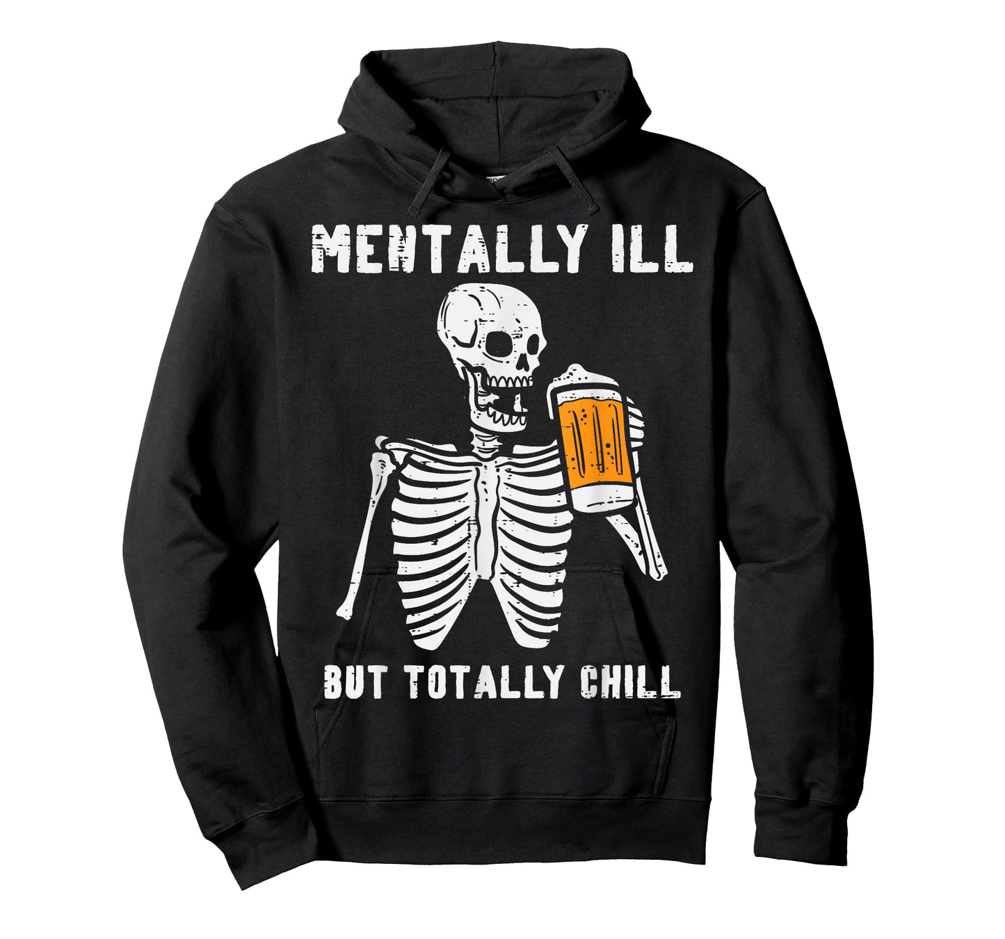 Skeleton Mentally Ill Totally Chill Funny Retro Halloween T-Shirt