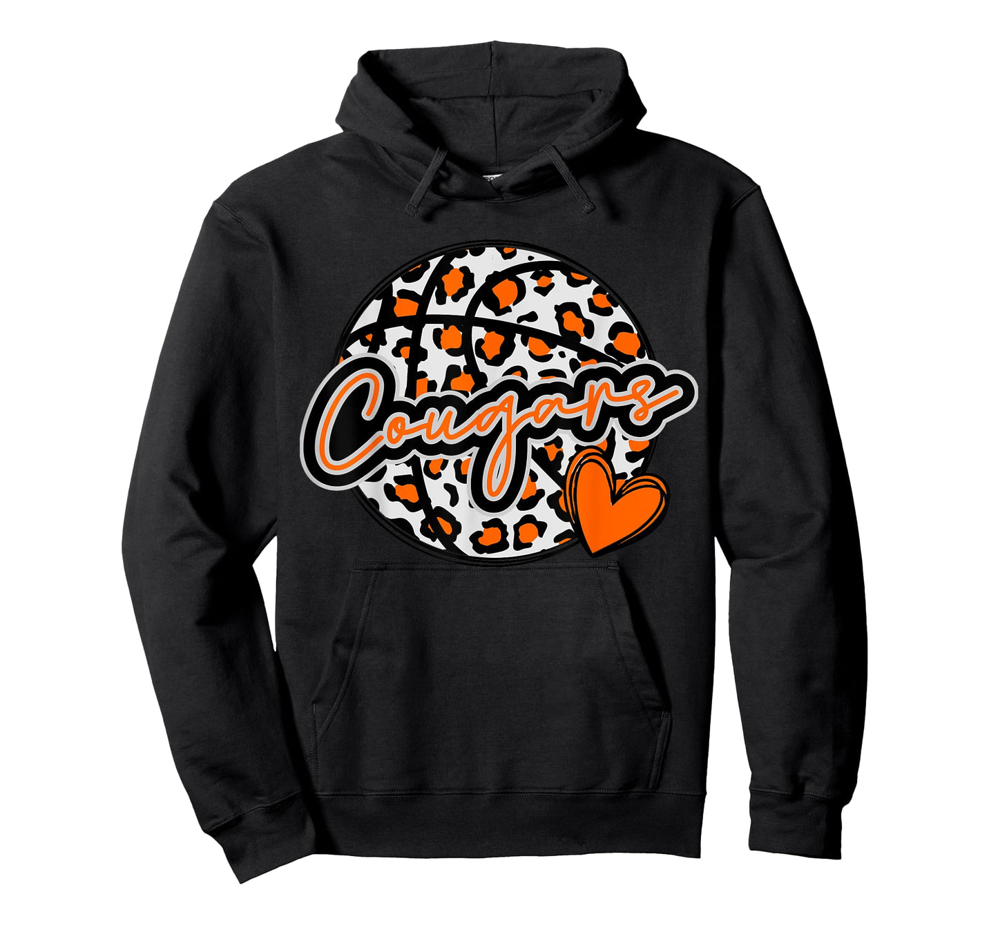 Leopard Cheetah Basketball COUGARS Orange Spirit Game Tee T-Shirt