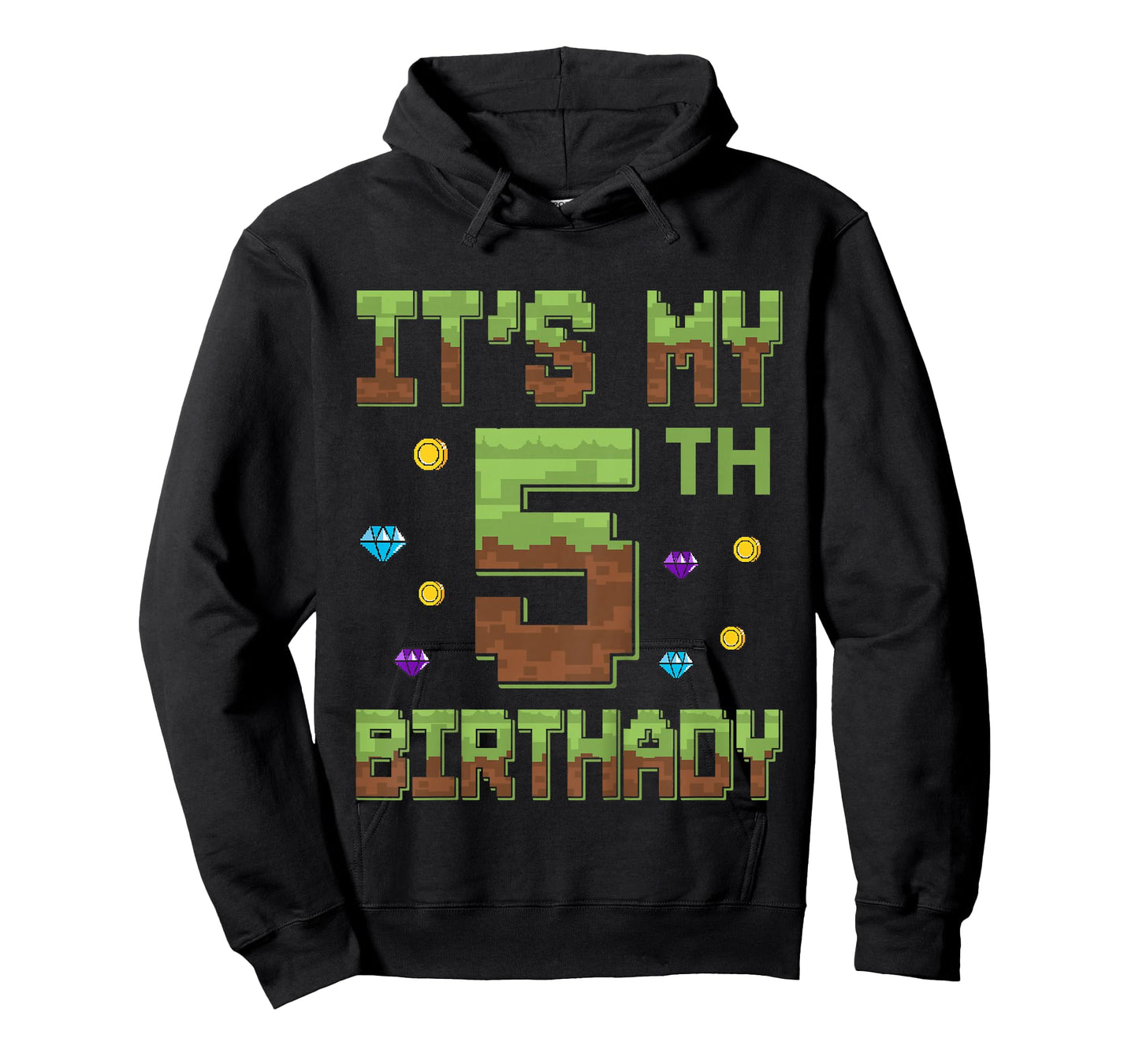 Birthday Boy It's My 5th Birthday 5 Year Old Pixel Gamer T-Shirt