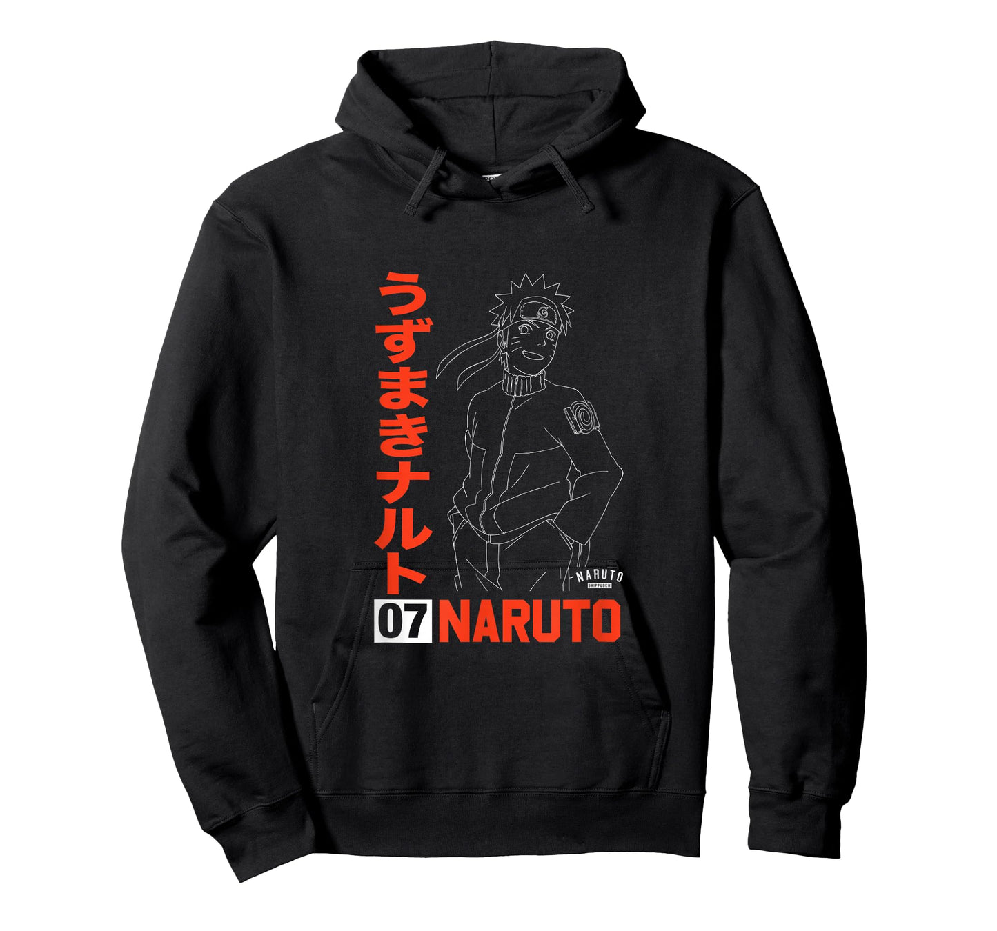 Naruto Naruto Shippuden Uzumaki Line Art T-Shirt - Unisex-Adult, Black, Small, Short Sleeve, T-Shirt, Anime