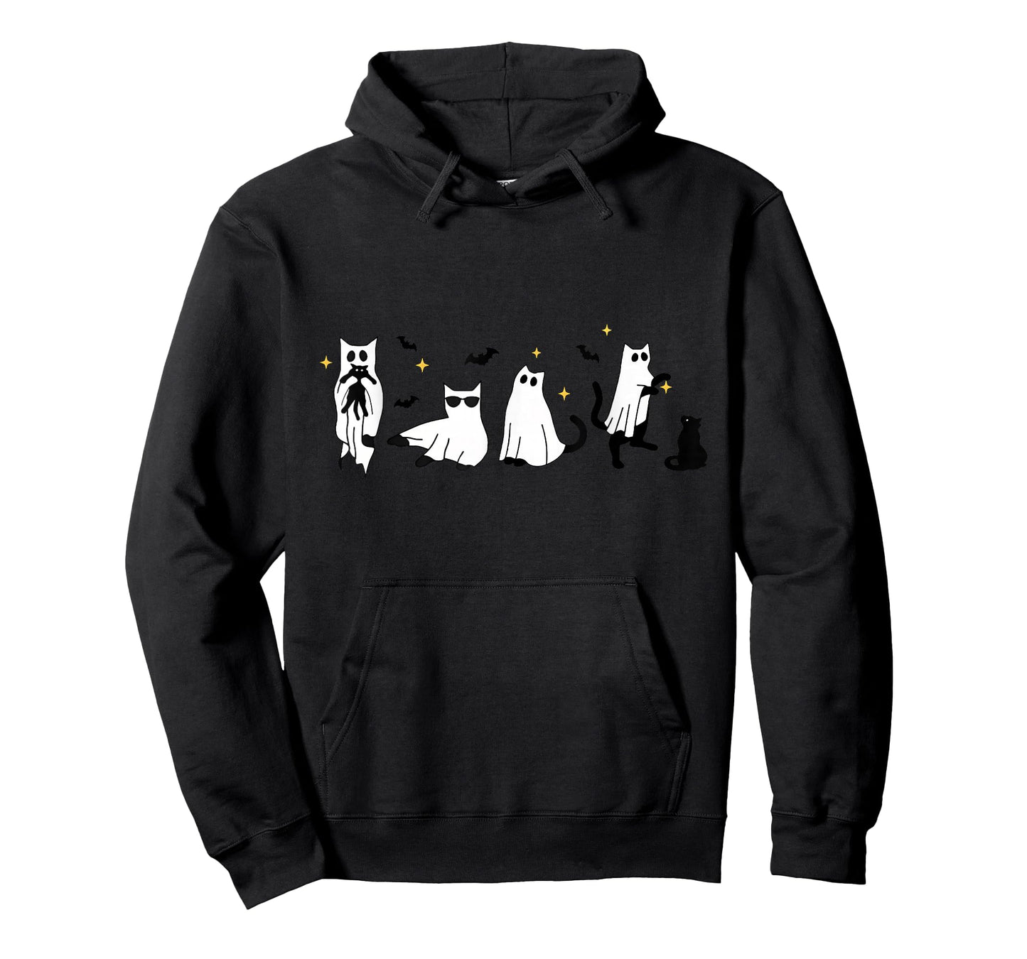 Ghost Holding Black Cat Funny Halloween Cat Lovers Women T-Shirt