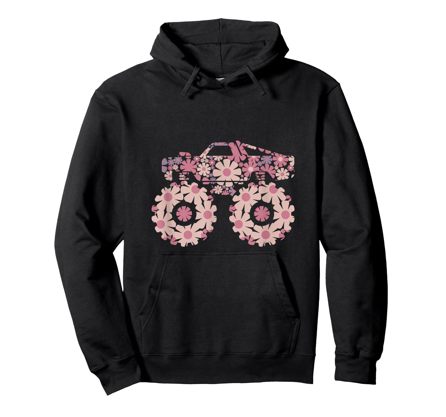 Floral Flower Silhouette Monster Truck Lover Girl Women T-Shirt