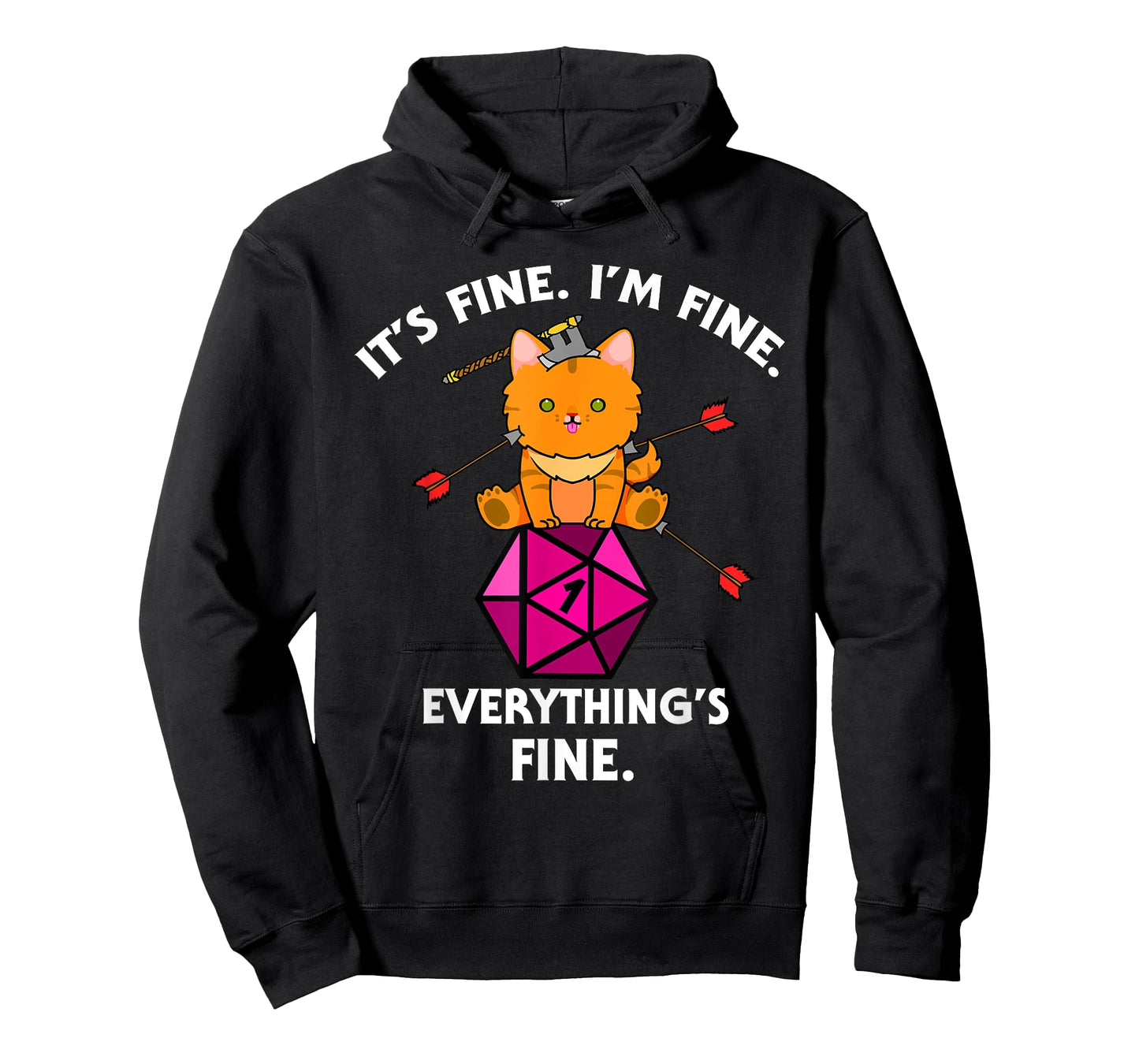 It's Fine RPG Gamer Cat D20 Dice Fail Funny Nerdy Geek T-Shirt