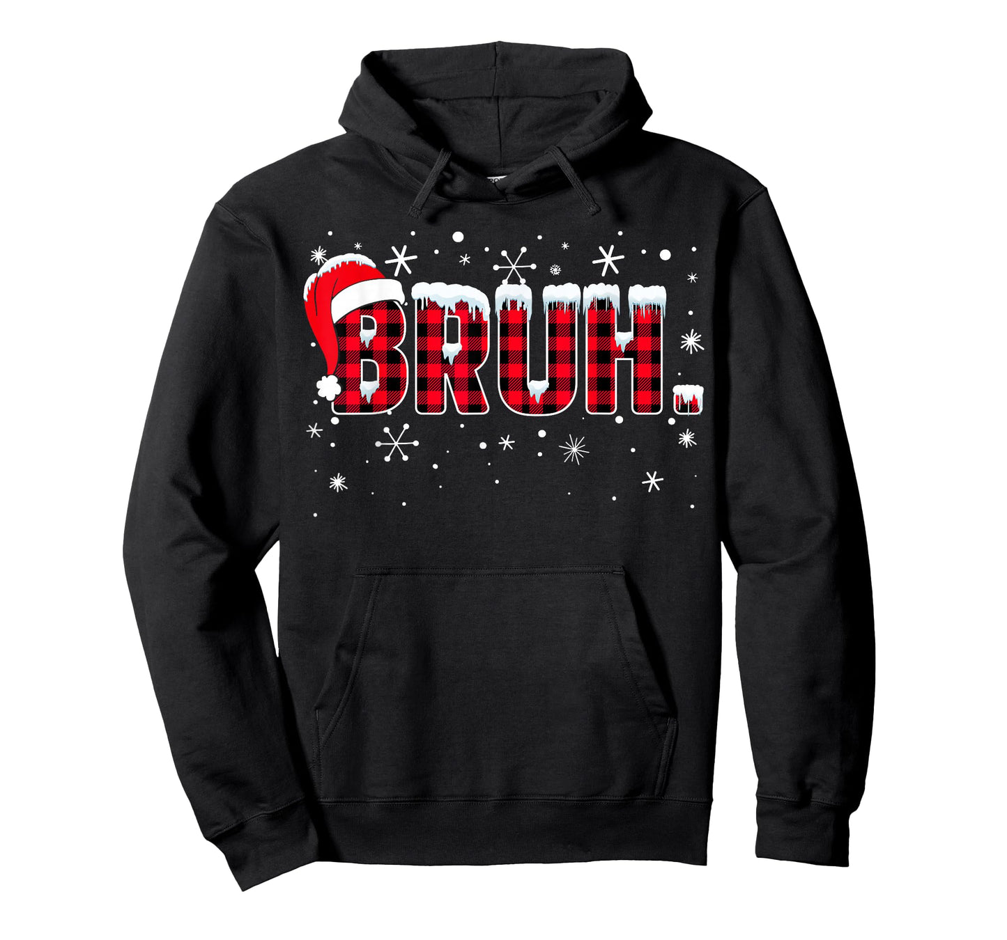 Funny Bruh Christmas Buffalo Plaid Teens Boys Kids Xmas T-Shirt