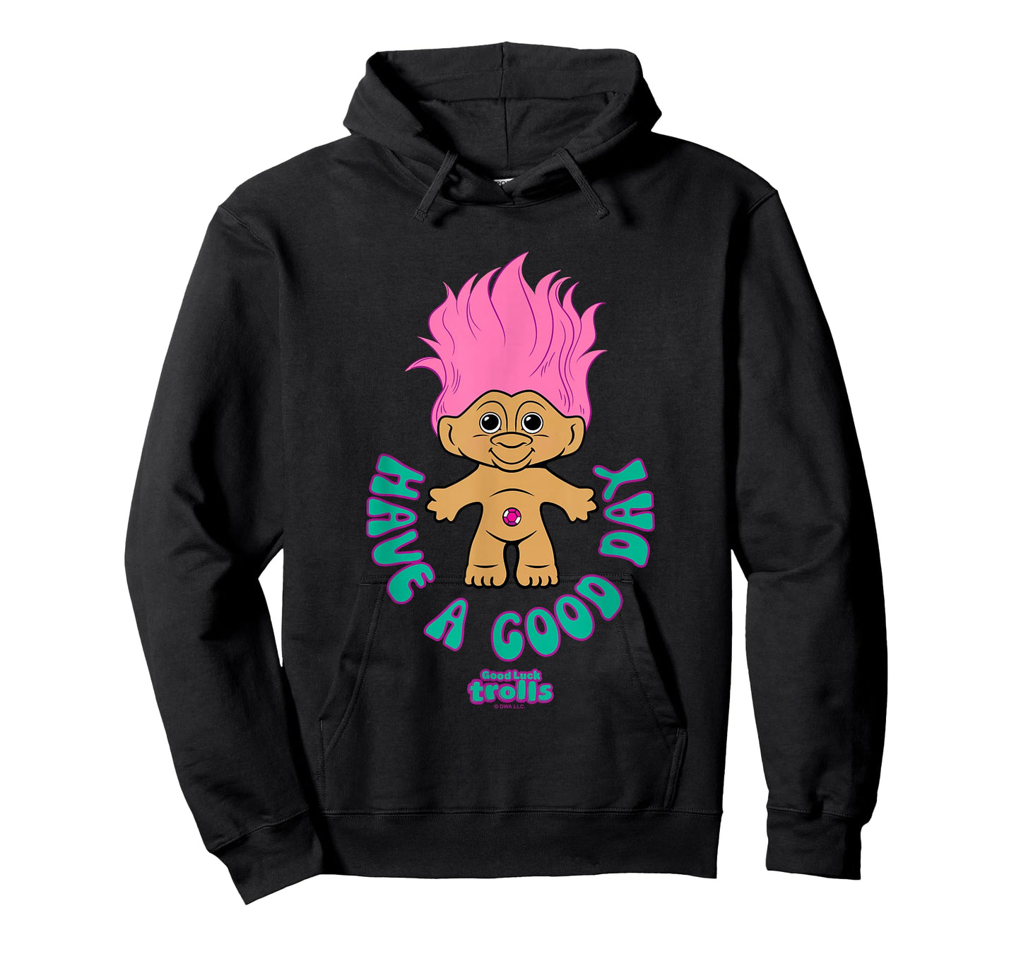 Good Luck Trolls Have A Good Day Cute Pink Troll Chest Logo T-Shirt