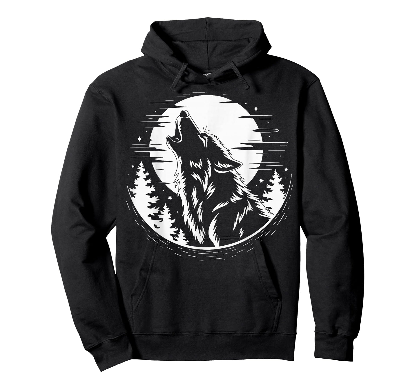Wolf Howling Moon Forest Retro Nature Camper T-Shirt