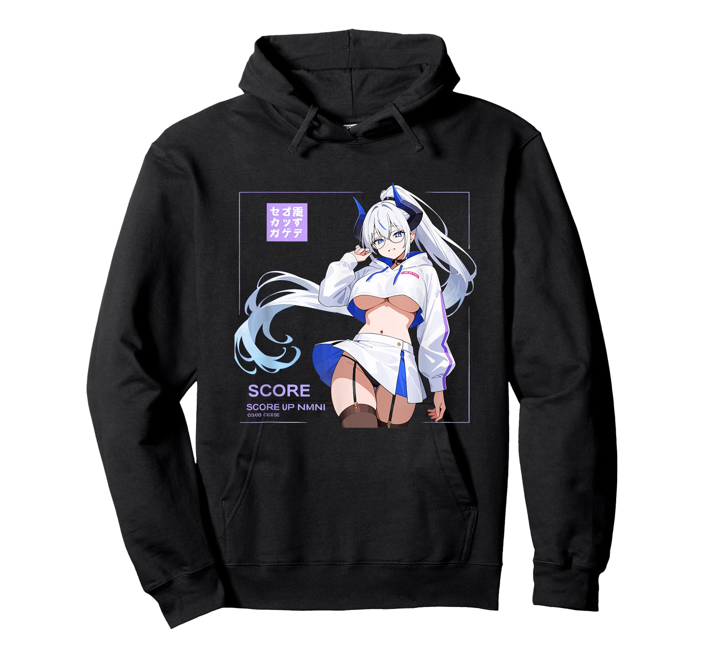 Waifu Sexy Anime Girl Horns Glasses Skirt Japanese Manga T-Shirt