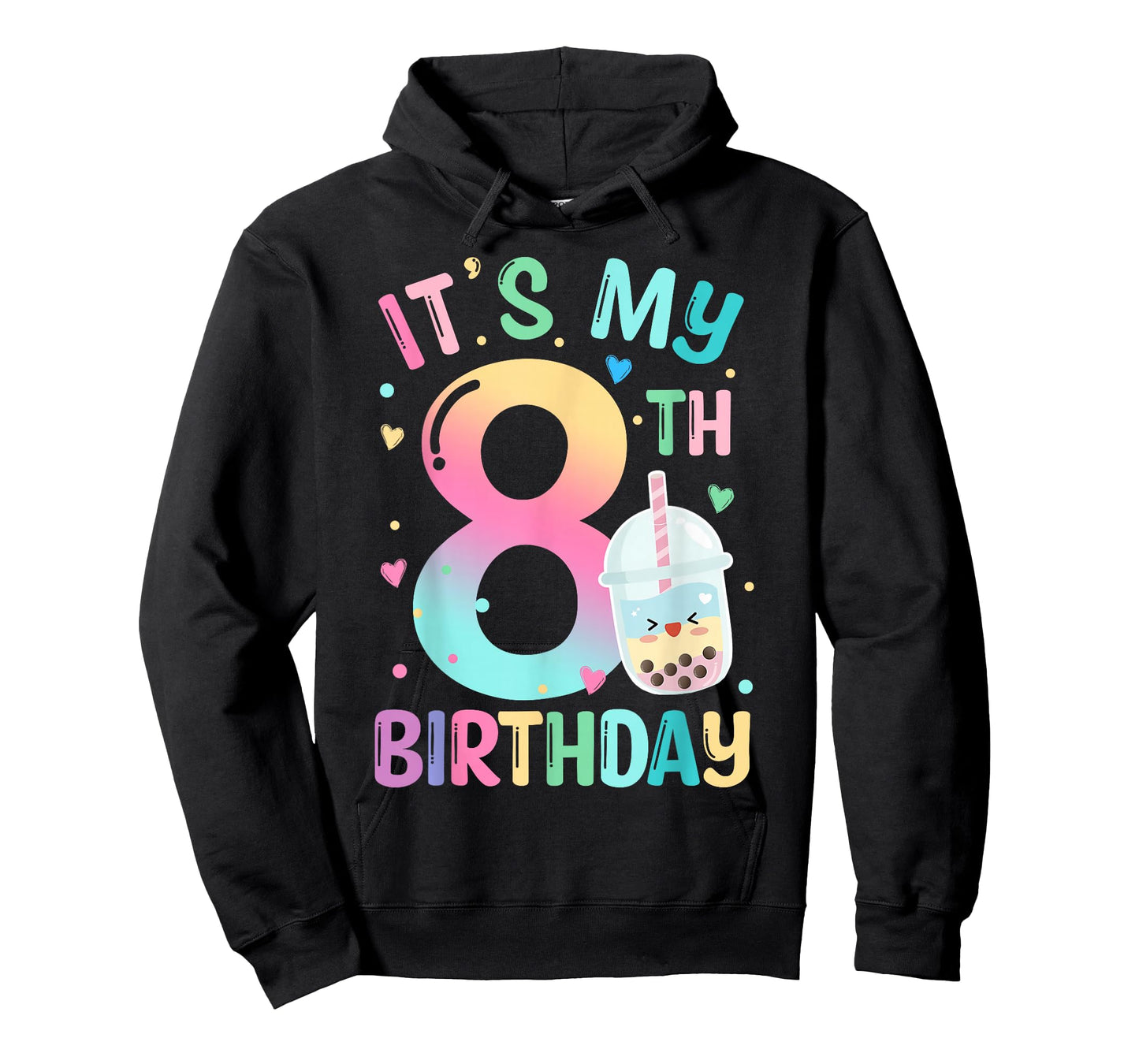 It's My 8th Birthday Bubble Boba Tea Party 8 Year Old Girl T-Shirt