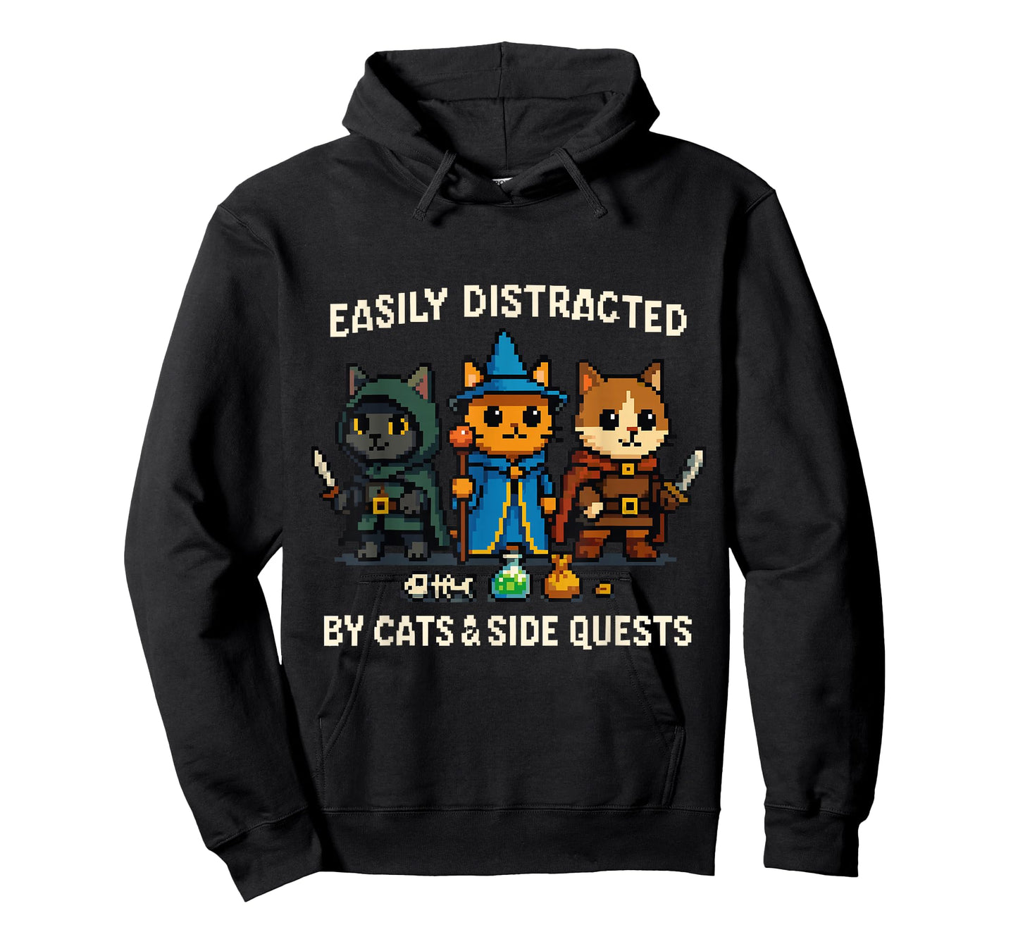 RPG Gamer Cat Distraction Side Quest Nerdy Men Women T-Shirt