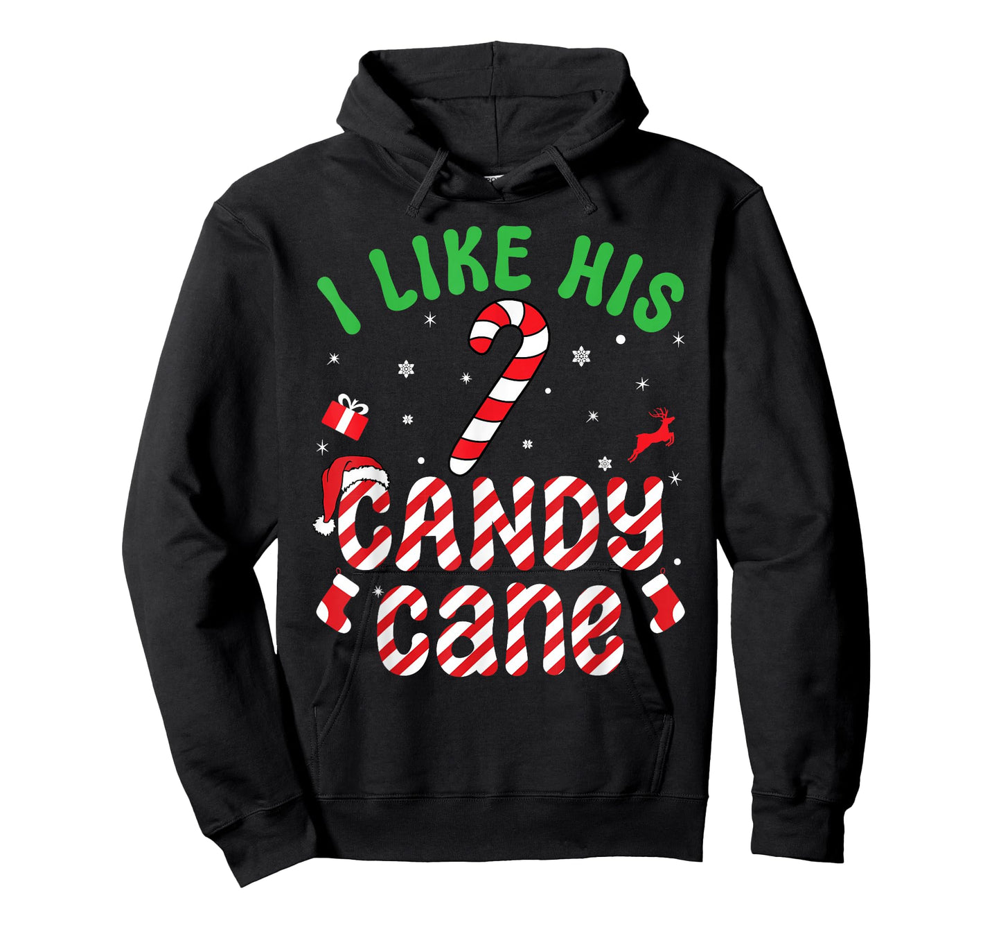 I Like His Candy Cane Funny Christmas Couples Matching T-Shirt