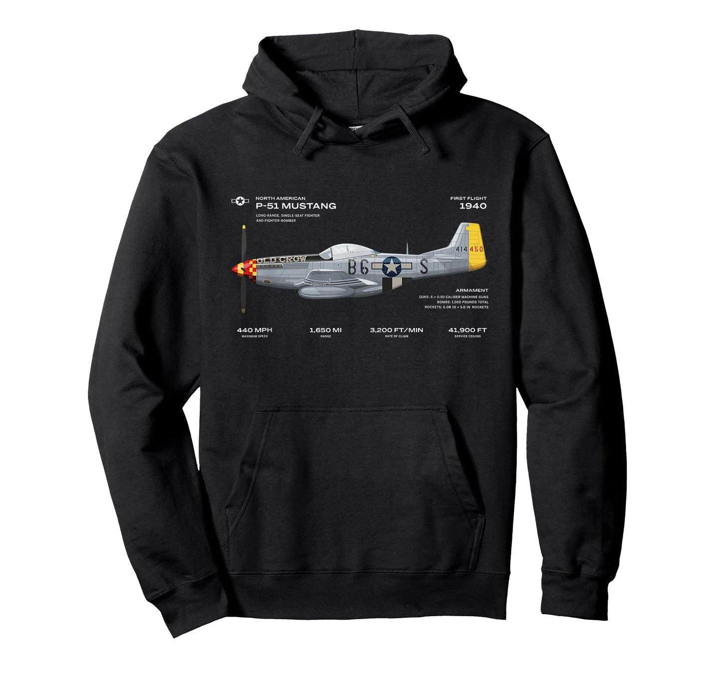 P-51 Mustang WWII Aeroplane Historical Warbird Fighter T-Shirt