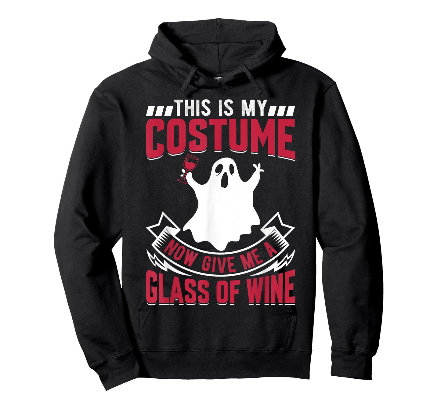This Is My Costume Now Give Me A Glass Of Wine Ghost T-Shirt