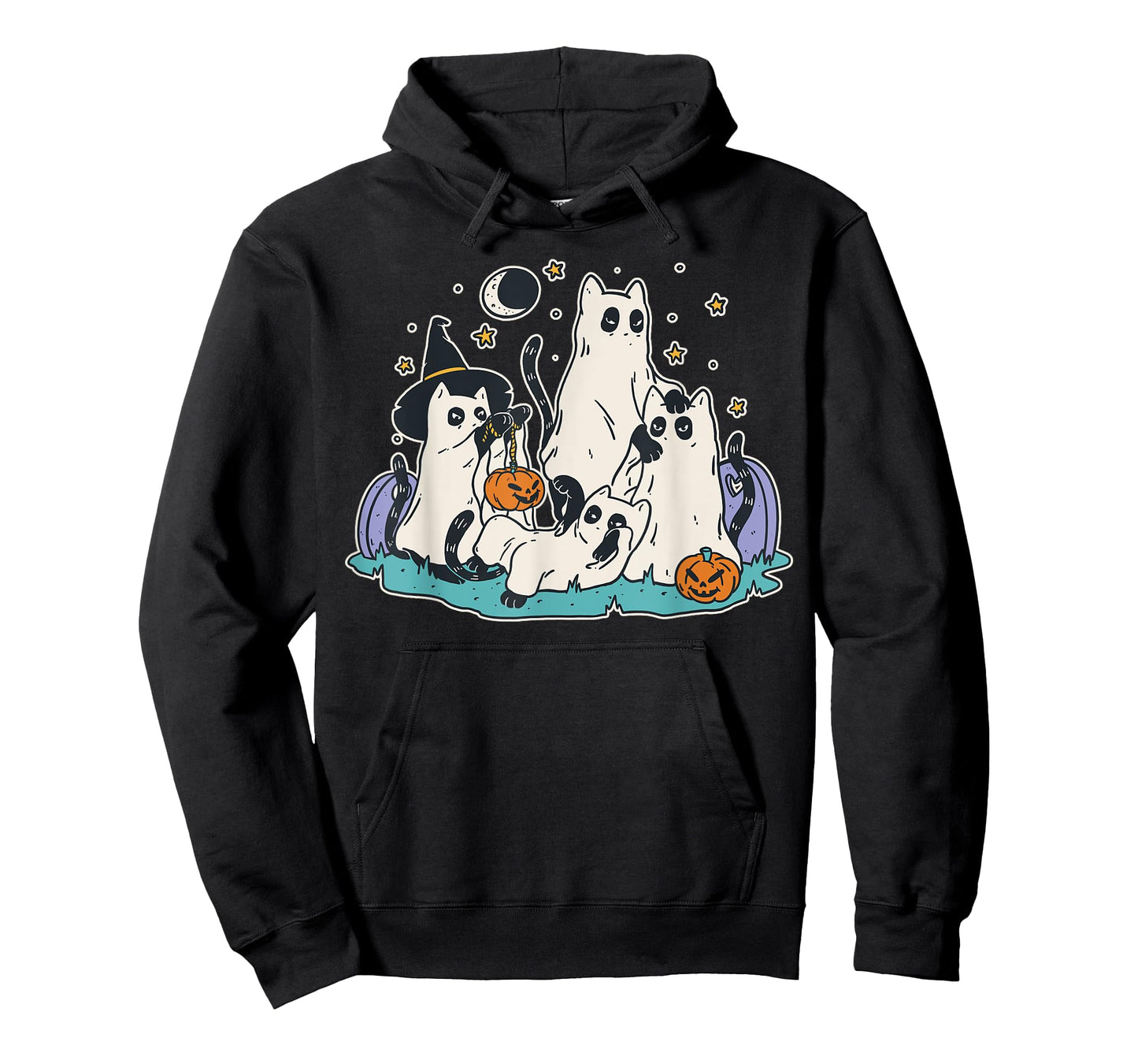 Black Cats in Ghost Costume - Cute Women and Men Halloween T-Shirt