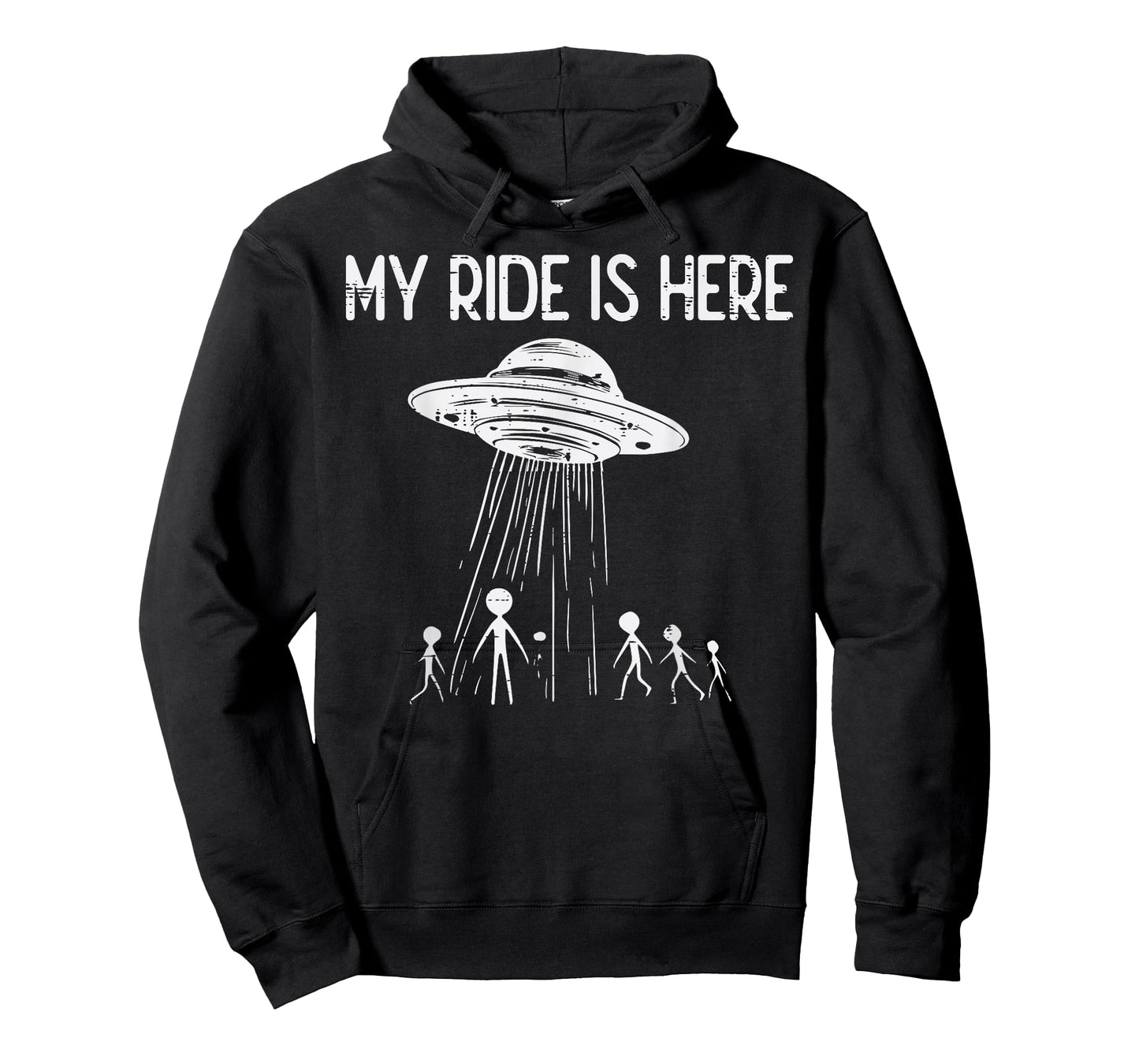 Alien UFO My Ride Is Here Funny Flying Saucer Kids Men Women T-Shirt