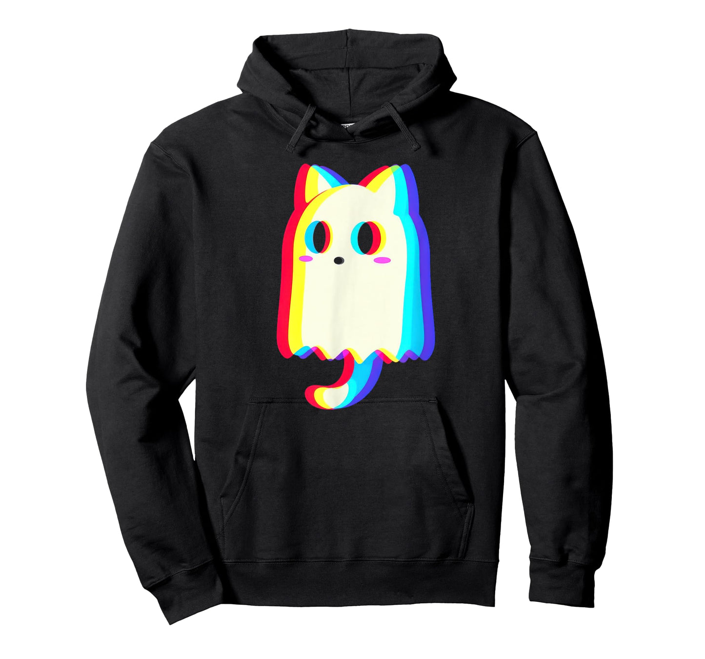 Trippy Vaporwave Ghost Cat Halloween Techno Rave EDM Men Women Kids T-Shirt