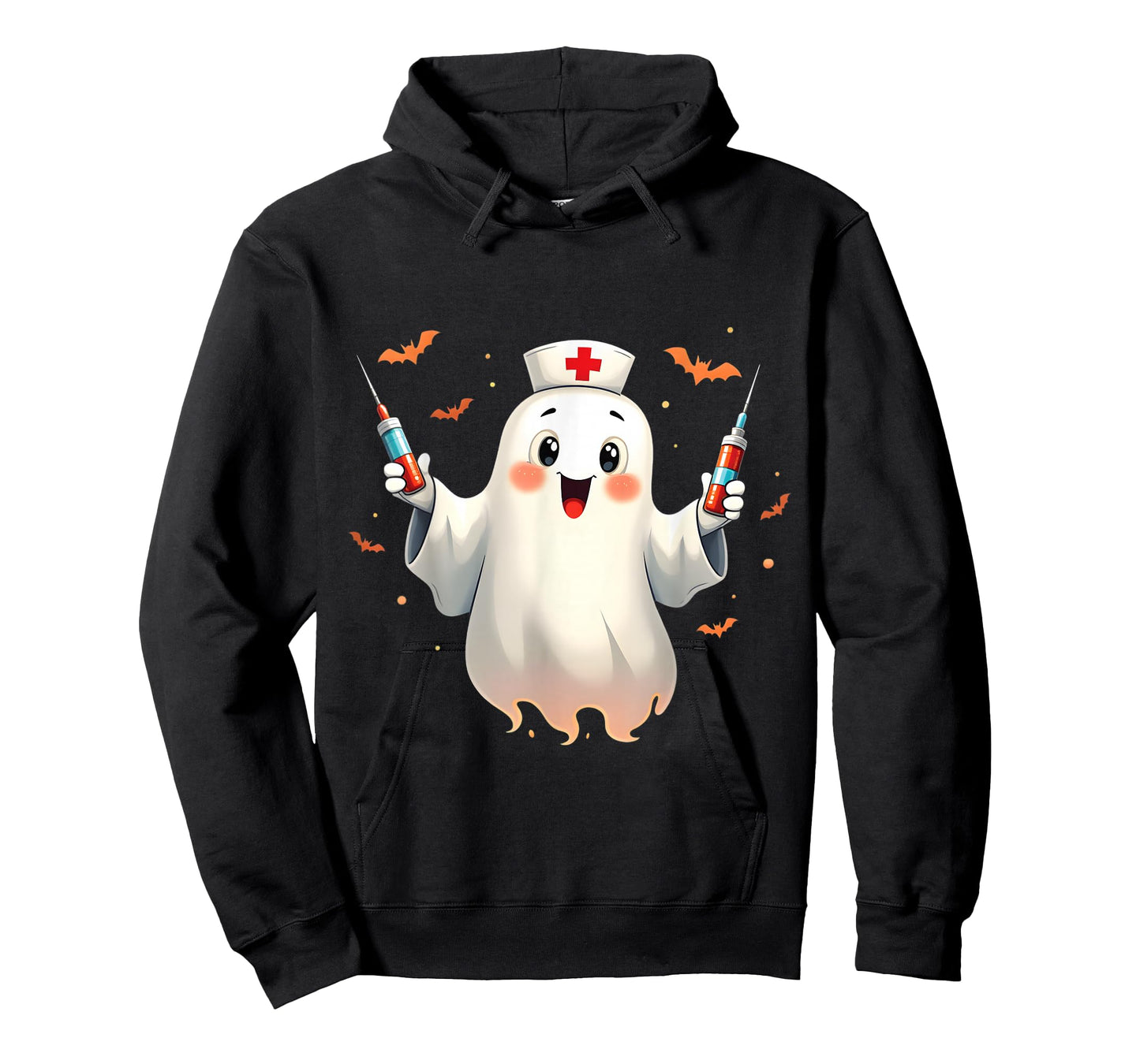 Spooky Halloween Nurse Ghost Holding Syringes T-Shirt