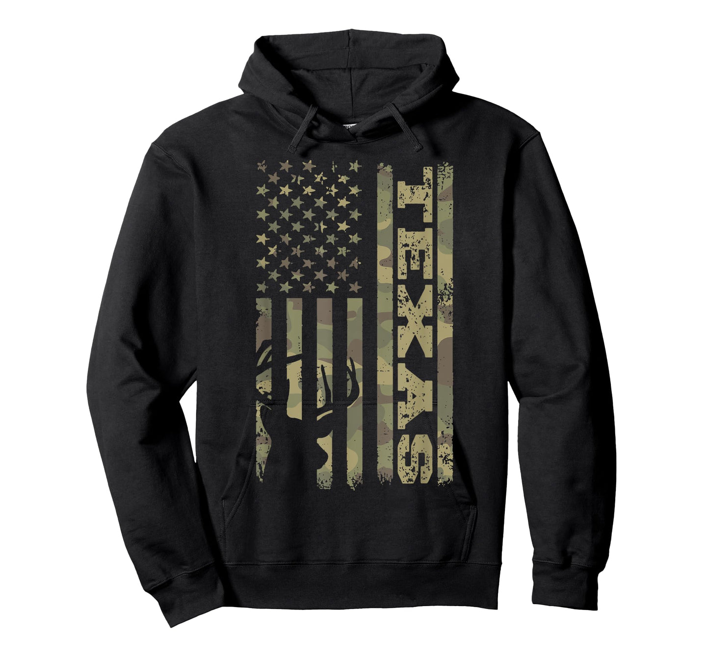 Texas Deer Hunter Vintage Deer Hunting Camo USA Flag T-Shirt
