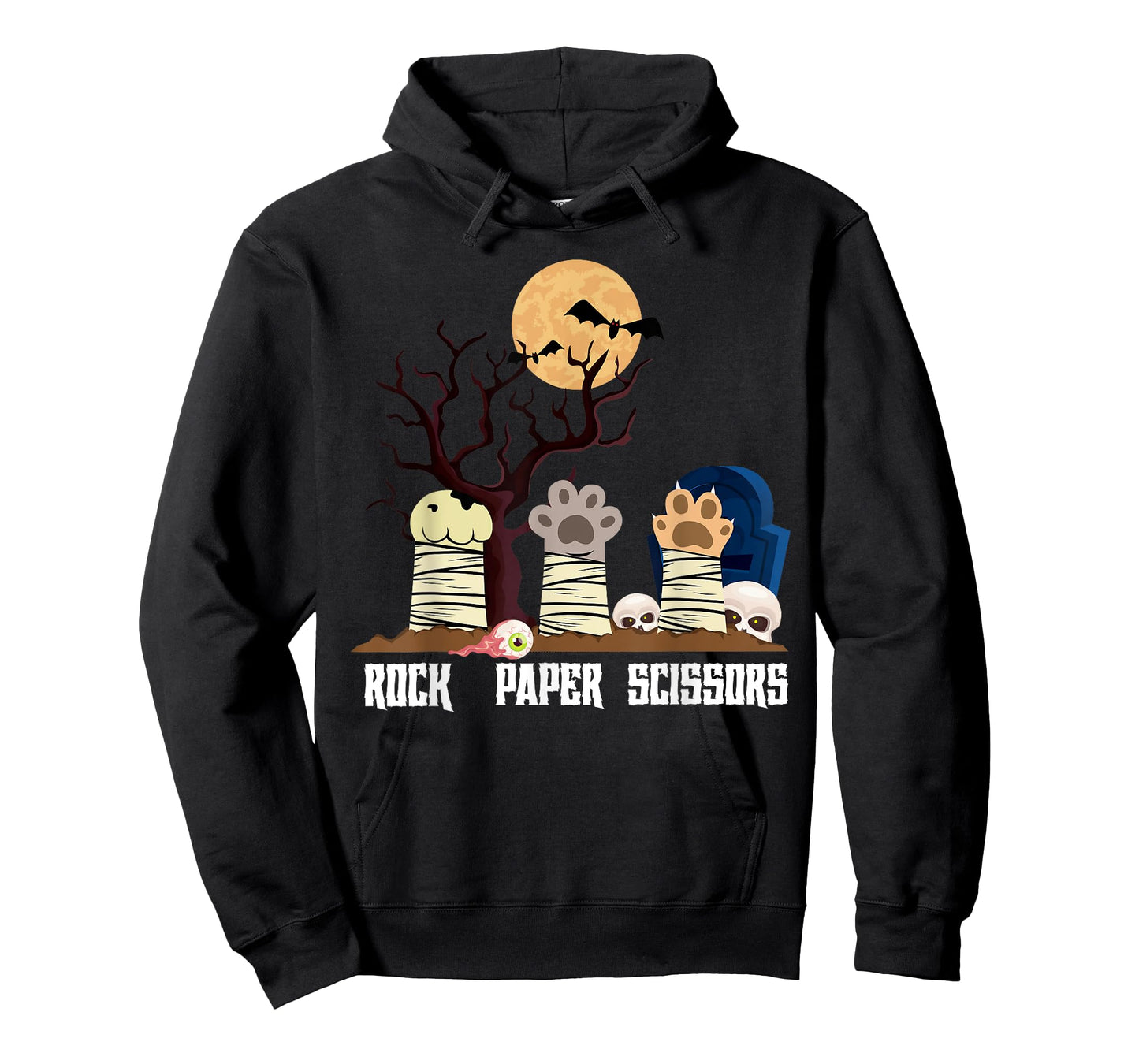 Rock Paper Scissors Animal Meme Halloween Zombie Cat Men Women Kids T-Shirt