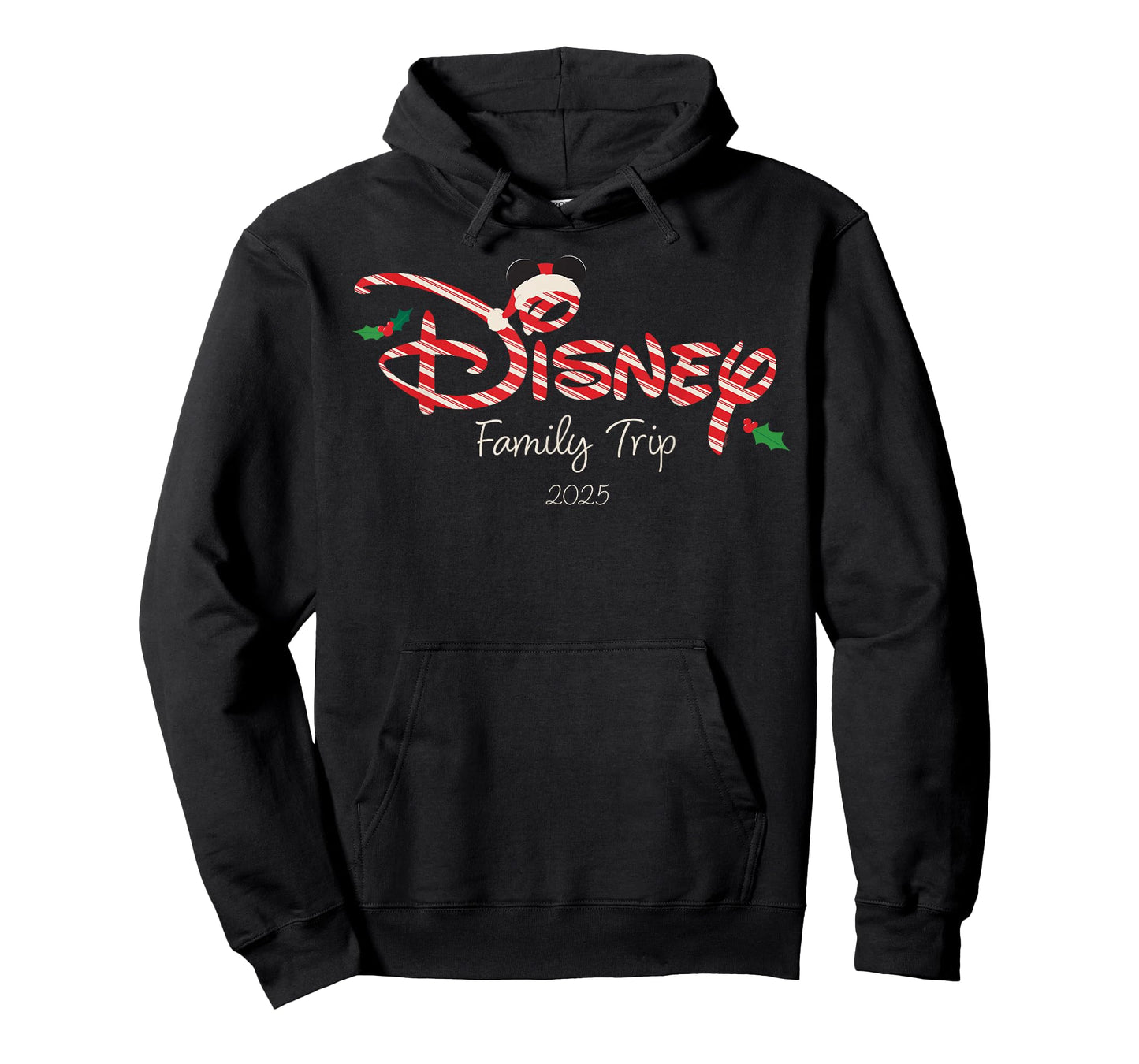 Disney Christmas Family Trip 2025 Candy Cane Script Logo T-Shirt