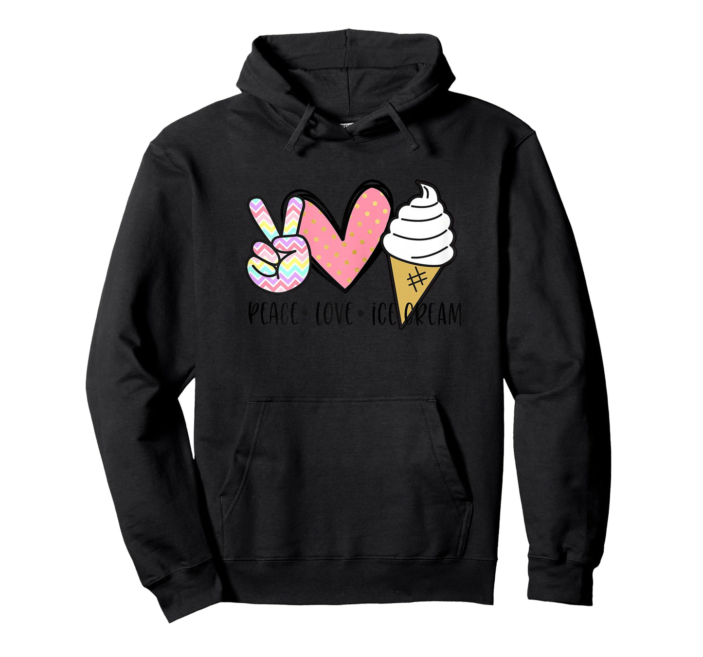 Peace Love Ice Cream Cute for Girls Teens Women Summer T-Shirt