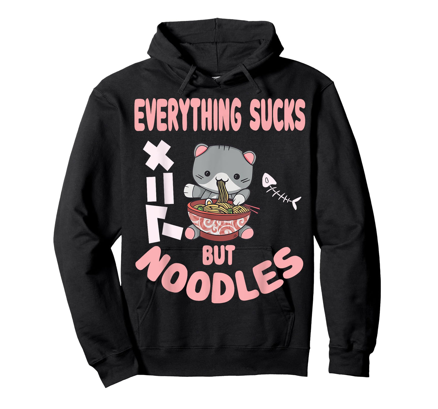 Everything sucks but noodles Pastel Goth Cat Kawaii Men Women T-Shirt