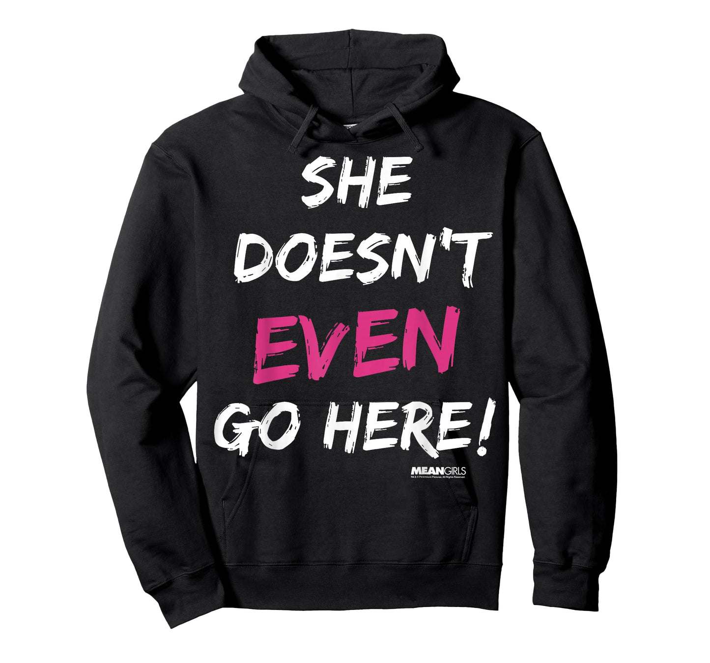 Mean Girls She Doesn't Even Go Here Pink Accent T-Shirt