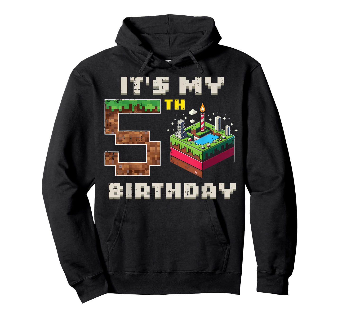 My 5th Birthday Pixel Game 5 Cake Video Gamer Boys Kid Youth T-Shirt