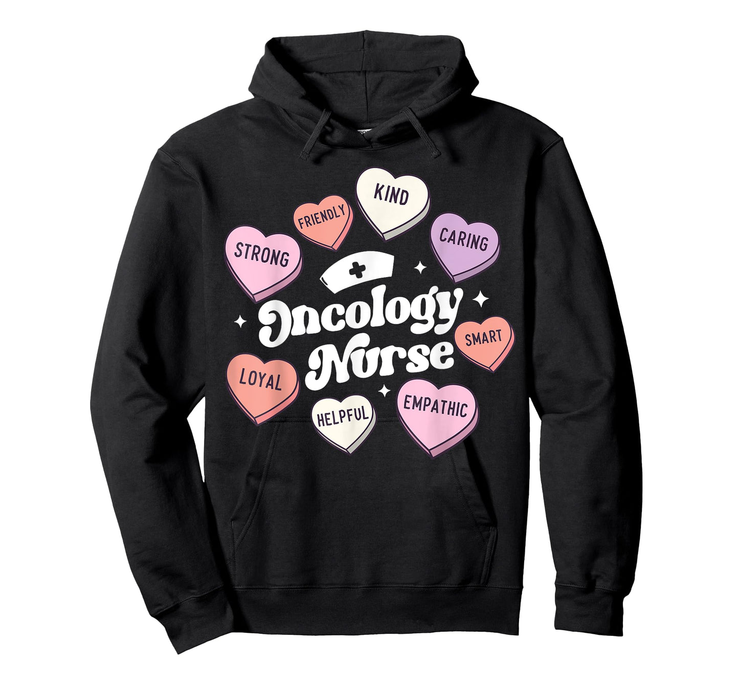 Valentines Day Oncology Nurse Cancer Support Groovy Hearts T-Shirt