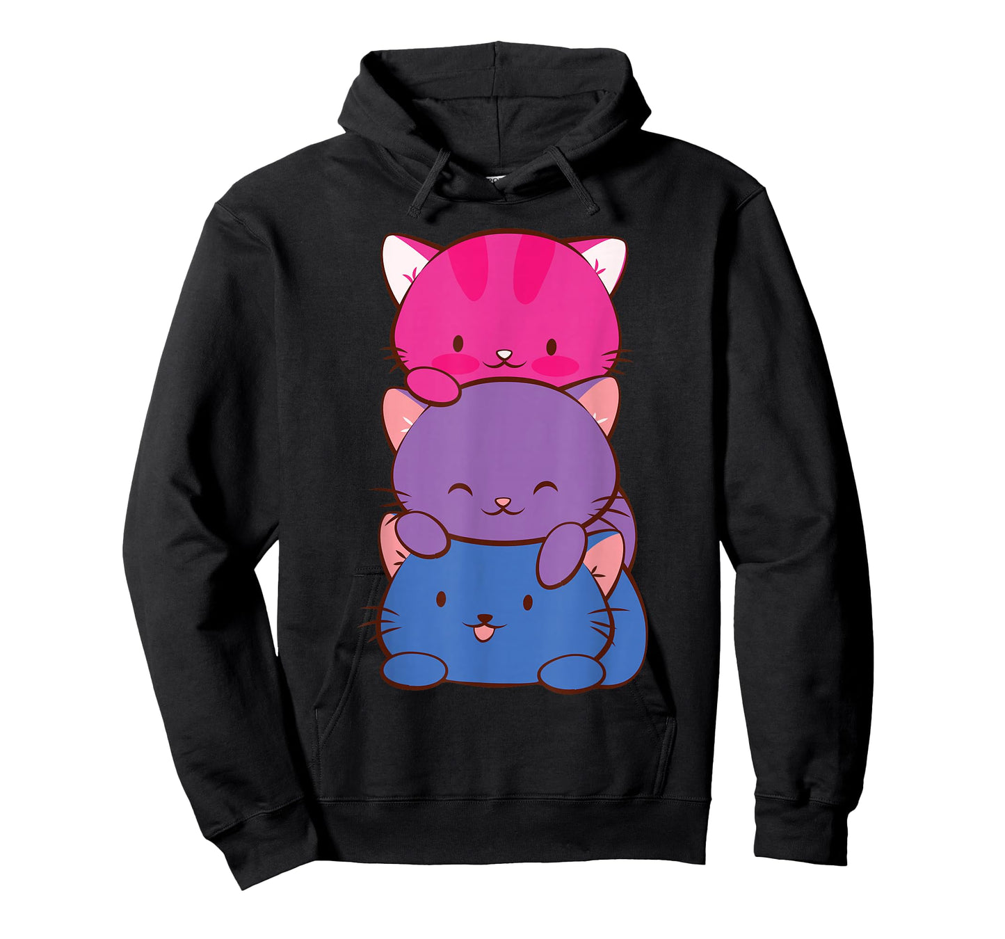 Bisexual Pride Kawaii Kitty Cat Stack Anime T-Shirt